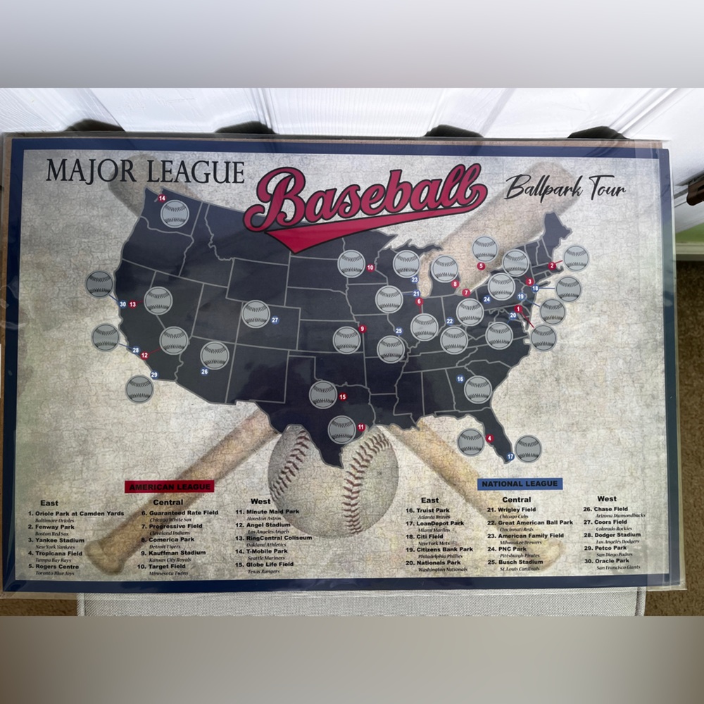 Major League Baseball Ballpark Scratch-Off Map